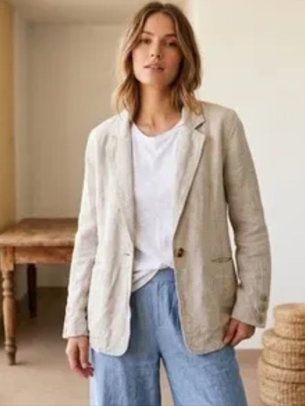 We The Free Beckett Single-Button Linen Boyfriend Blazer